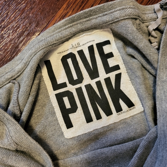 PINK oversized gray long sleeve tee - Picture 2 of 3